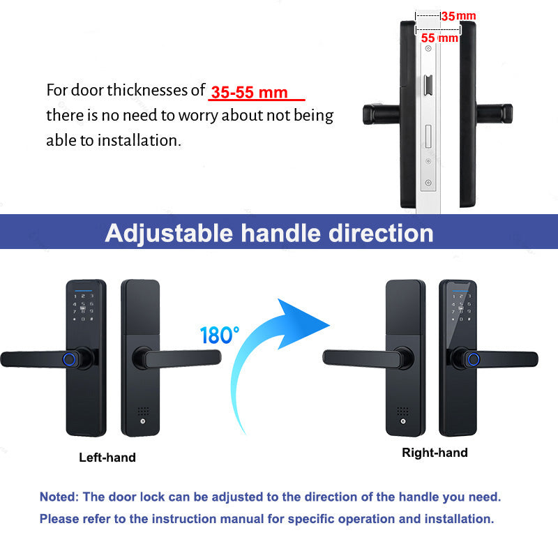 K7 Smart Biometric Fingerprint Lock Electric Door Lock,Keyless Entry Door Lock with Tuya App Control,Digital Keypad,Key,IC Card Unlock