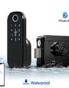 R5 Fingerprint Outdoor Gate Lock TTLock App Remote Control, Keyless Smart Door Lock Electric Rim Lock for Home Apartment