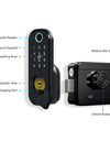 R5 Fingerprint Outdoor Gate Lock TTLock App Remote Control, Keyless Smart Door Lock Electric Rim Lock for Home Apartment