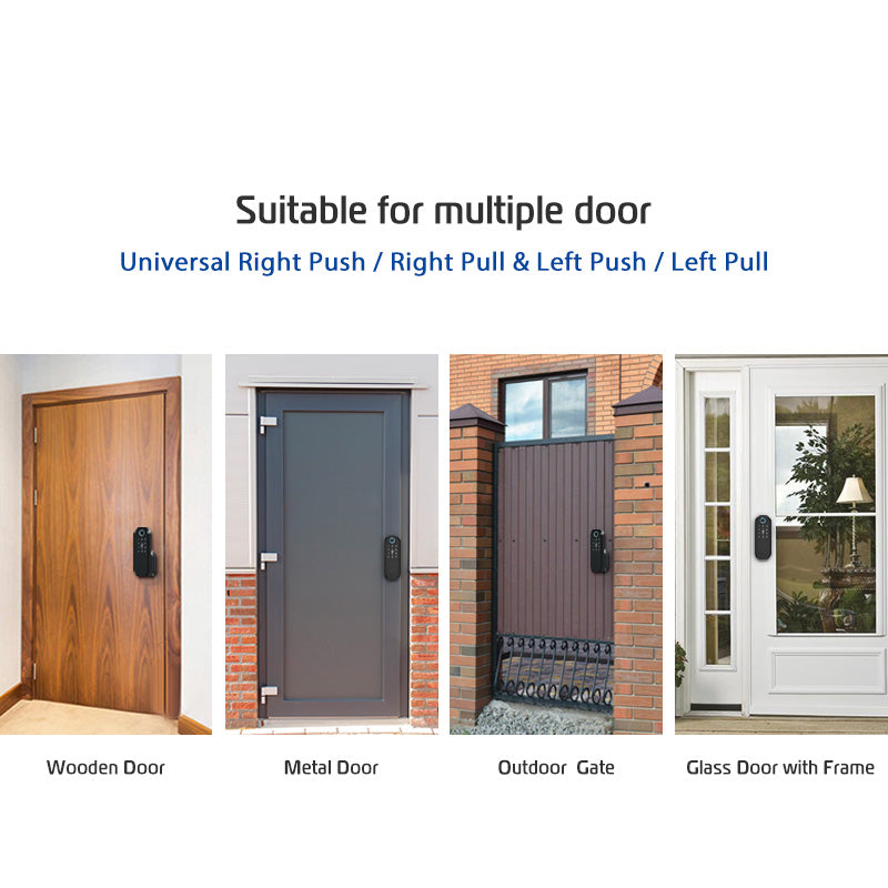 R5 Fingerprint Outdoor Gate Lock TTLock App Remote Control, Keyless Smart Door Lock Electric Rim Lock for Home Apartment