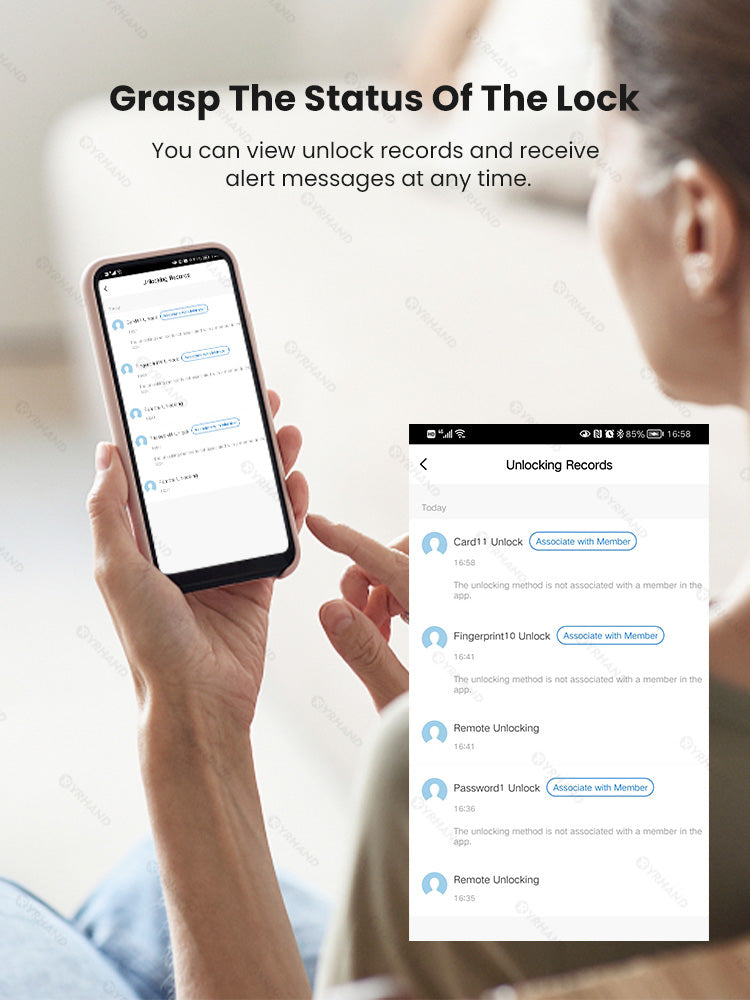 R7-Fingerprint Smart Lock with TUYA App Remote Control, Keypad Code, RFID Card, Keyless Entry,Electric Rim Lock & Gateway for Home Security