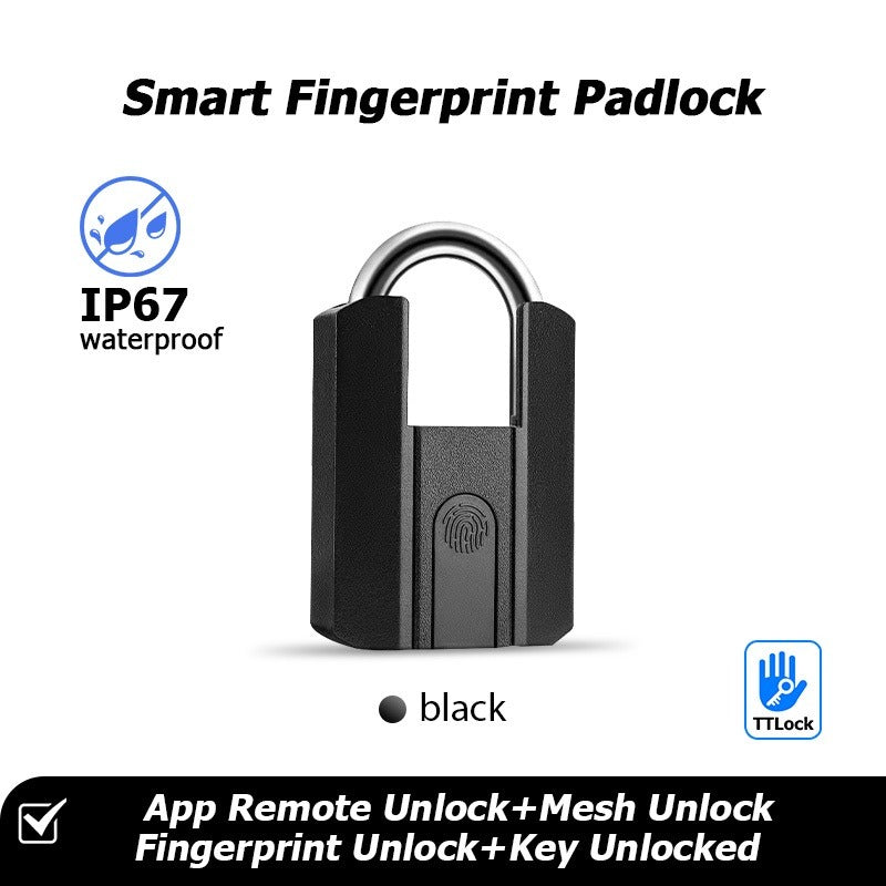 Tropernic 916 TTLOCK Smart Padlock IP67 Waterproof Fingerprint Padlock Bluetooth Unlock USB Rechargeable Portable Mini Anti-Theft Padlock With Key