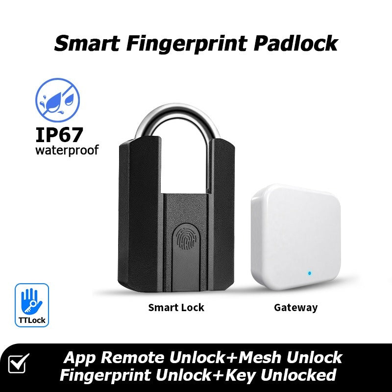 Tropernic 916 TTLOCK Smart Padlock IP67 Waterproof Fingerprint Padlock Bluetooth Unlock USB Rechargeable Portable Mini Anti-Theft Padlock With Key