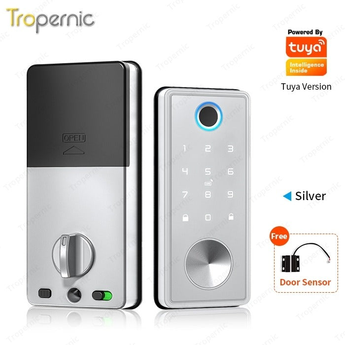 Tropernic T1 Tuya Smart Door Lock WiFi Remote Unlock Digital Password IC Card Biometric Fingerprint Unlock Fully Automatic Electric Deadbolt