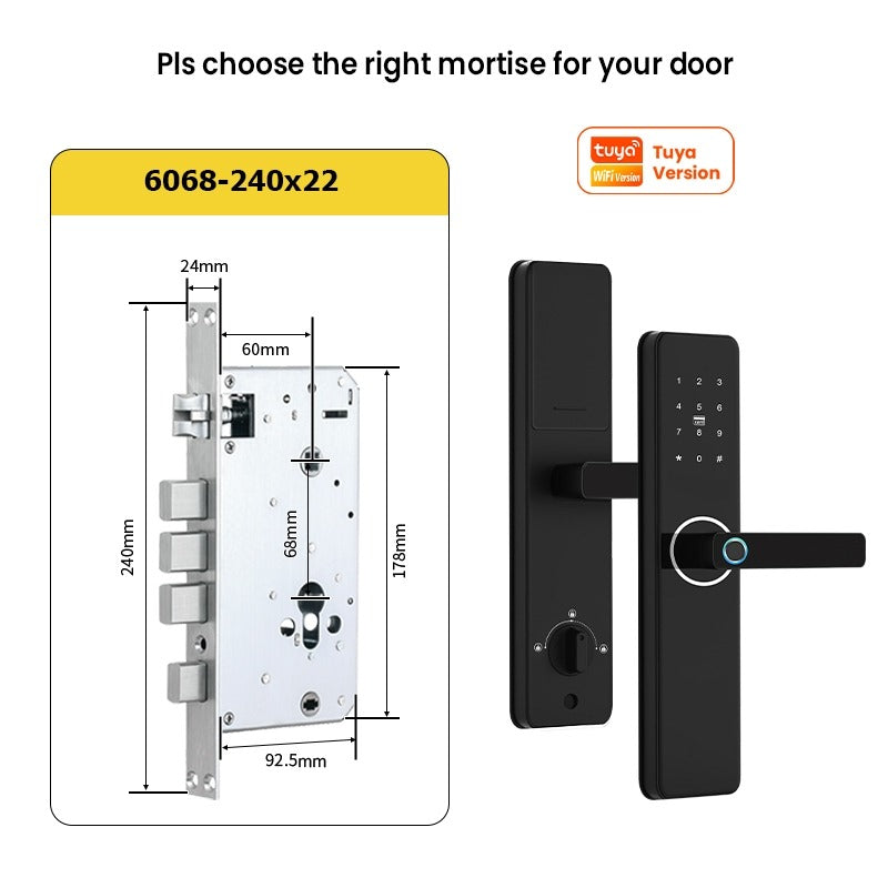 Tropernic Z13P Tuya Smart Door Lock with Doorbell Fingerprint Password Security Door Lock with Mechanical Anti-Lock 6068 Mortise
