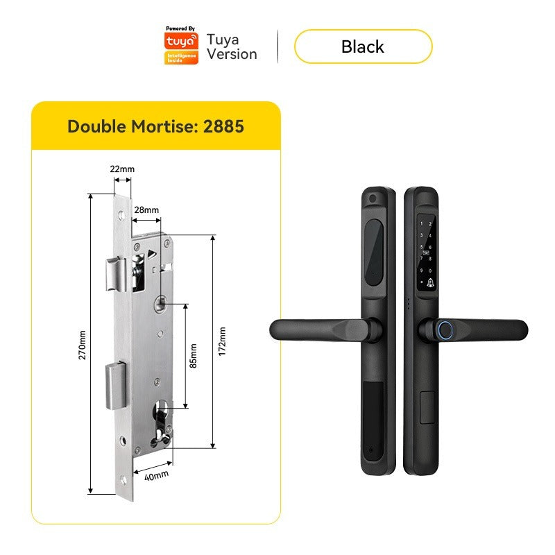 Tropernic A6 5 In 1 Tuya Smart Door Lock with Doorbell Function Waterproof Fingerprint Sliding Door Lock Zinc Alloy Electronic Lock Digital Password Lock For Aluminum Door