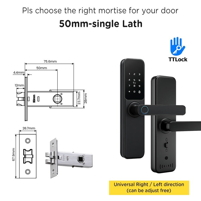 Tropernic DG01 TTLOCK Smart Door Lock with Doorbell APP Management Fingerprint Tombol Pintu Rumah Anti Theft Password Digital Lock Door Knob for Home Wooden Door