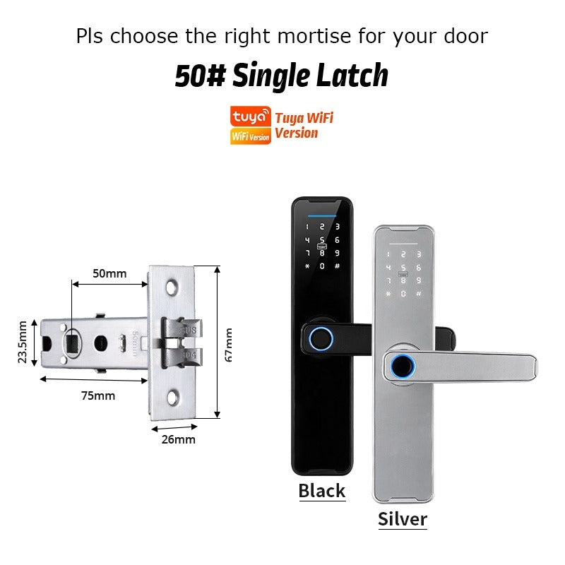 Tropernic K7 5 In 1 Tuya WiFi Smart Door Lock with Doorbell APP Remote Unlock Digital Lock Fingerprint Tombol Pintu Rumah Password Electronic Lock for Home Wooden Door