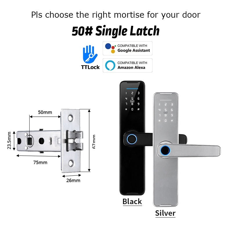 Tropernic K7 5 In 1 TTLOCK Smart Door Lock Fingerprint Lock Pintu Rumah APP Remote Unlock Password Digital Lock for Woodern Door APP Management Google Home Amazon Alexa