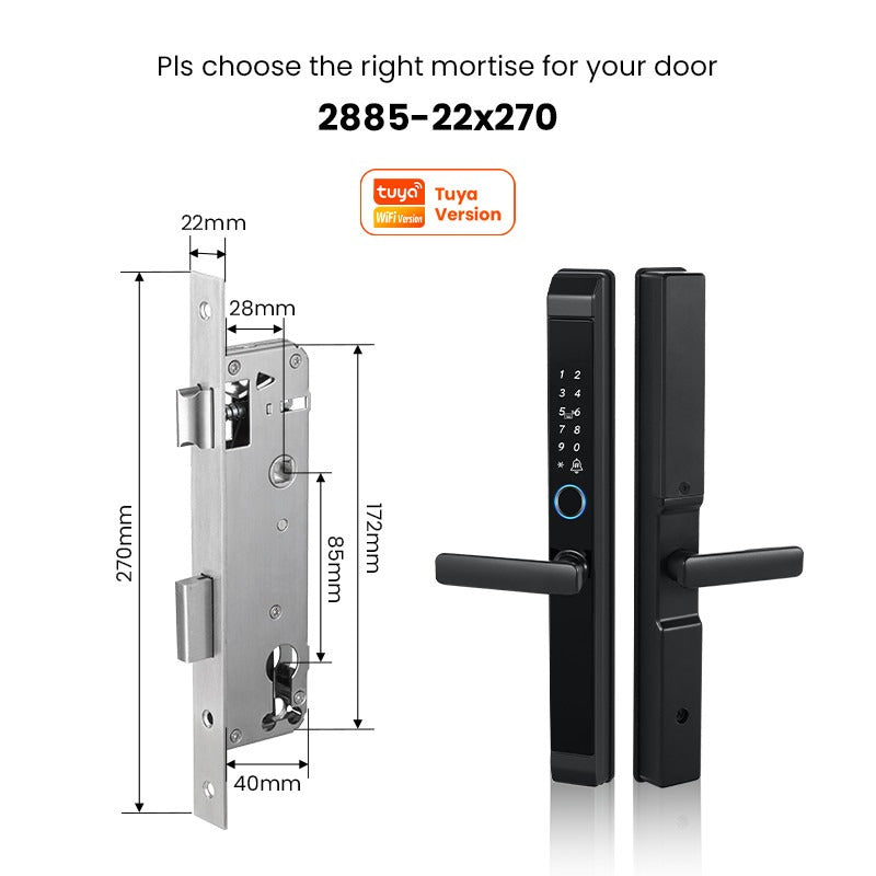 Tropernic D01 Tuya 5 in 1 Digital Door Lock with Doorbell App Remote Unlock Fingerprint Smart Door Lock for Sliding Door