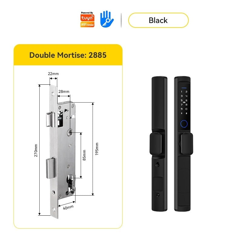 Tropernic F2 Tuya/TTLOCK Waterproof Smart Door Lock Anti Theft Zinc Alloy Sliding Door Lock with Short Handle Semi-Automatic Fingerprint Digital Lock For Aluminum Door