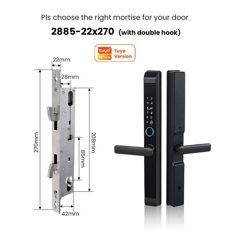 Tropernic D01 Tuya 5 in 1 Digital Door Lock with Doorbell App Remote Unlock Fingerprint Smart Door Lock for Sliding Door