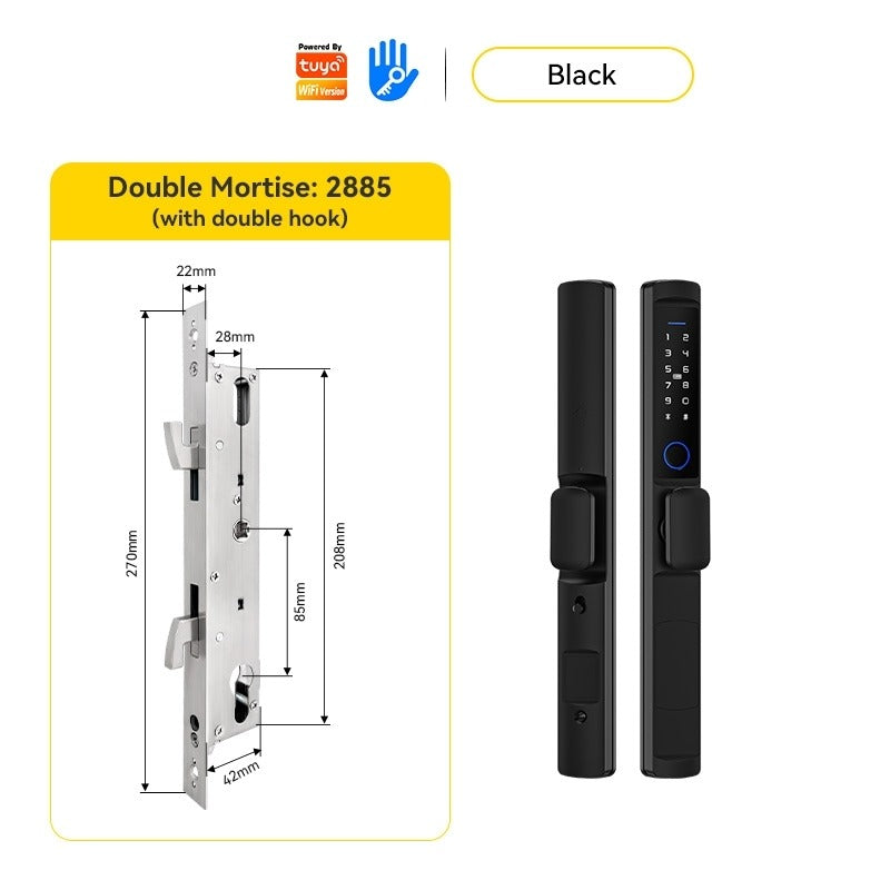 Tropernic F2 Tuya/TTLOCK Waterproof Smart Door Lock Anti Theft Zinc Alloy Sliding Door Lock with Short Handle Semi-Automatic Fingerprint Digital Lock For Aluminum Door