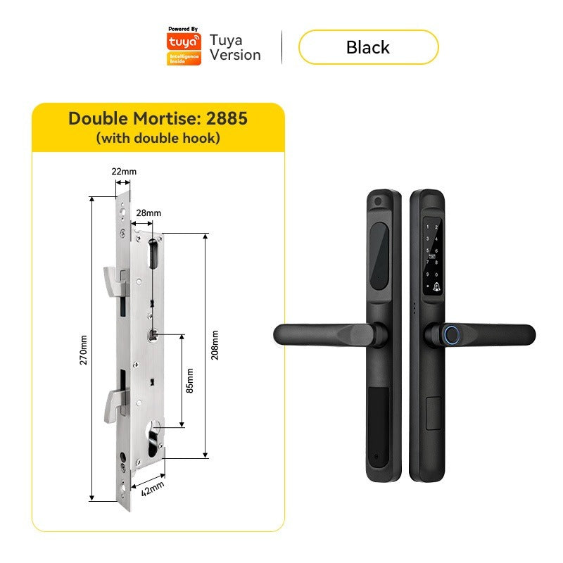 Tropernic A6 5 In 1 Tuya Smart Door Lock with Doorbell Function Waterproof Fingerprint Sliding Door Lock Zinc Alloy Electronic Lock Digital Password Lock For Aluminum Door