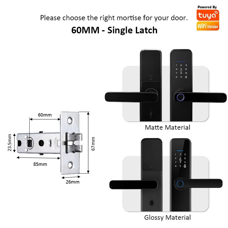 Tropernic H03 5 In 1 Tuya Smart Door Lock with Doorbell Password Digital Lock with Electronic Anti-Lock Fingreprint Kunci Pintu Rumah for Home