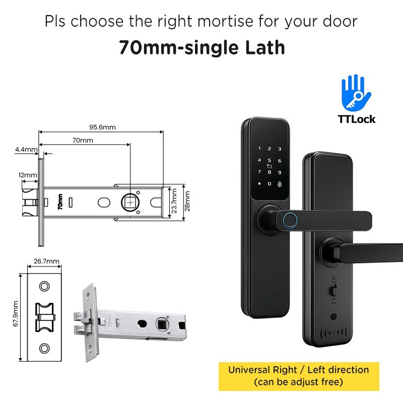 Tropernic DG01 TTLOCK Smart Door Lock with Doorbell APP Management Fingerprint Tombol Pintu Rumah Anti Theft Password Digital Lock Door Knob for Home Wooden Door