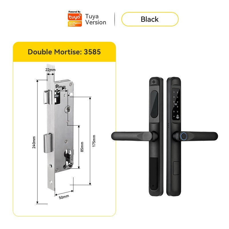 Tropernic A6 5 In 1 Tuya Smart Door Lock with Doorbell Function Waterproof Fingerprint Sliding Door Lock Zinc Alloy Electronic Lock Digital Password Lock For Aluminum Door