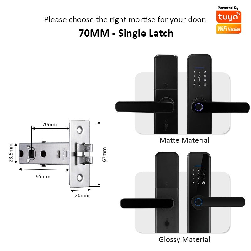 Tropernic H03 5 In 1 Tuya Smart Door Lock with Doorbell Password Digital Lock with Electronic Anti-Lock Fingreprint Kunci Pintu Rumah for Home