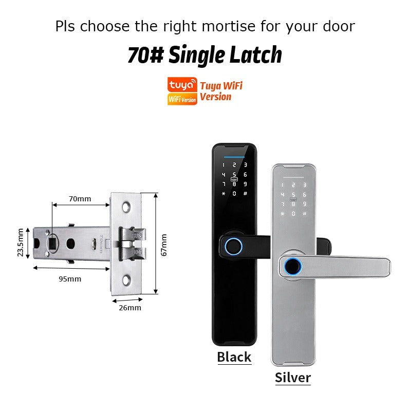 Tropernic K7 5 In 1 Tuya WiFi Smart Door Lock with Doorbell APP Remote Unlock Digital Lock Fingerprint Tombol Pintu Rumah Password Electronic Lock for Home Wooden Door