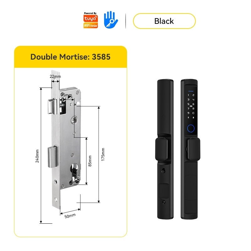 Tropernic F2 Tuya/TTLOCK Waterproof Smart Door Lock Anti Theft Zinc Alloy Sliding Door Lock with Short Handle Semi-Automatic Fingerprint Digital Lock For Aluminum Door