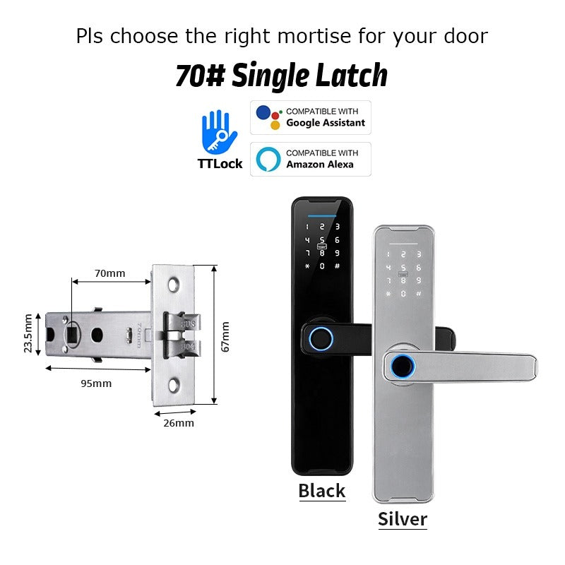 Tropernic K7 5 In 1 TTLOCK Smart Door Lock Fingerprint Lock Pintu Rumah APP Remote Unlock Password Digital Lock for Woodern Door APP Management Google Home Amazon Alexa
