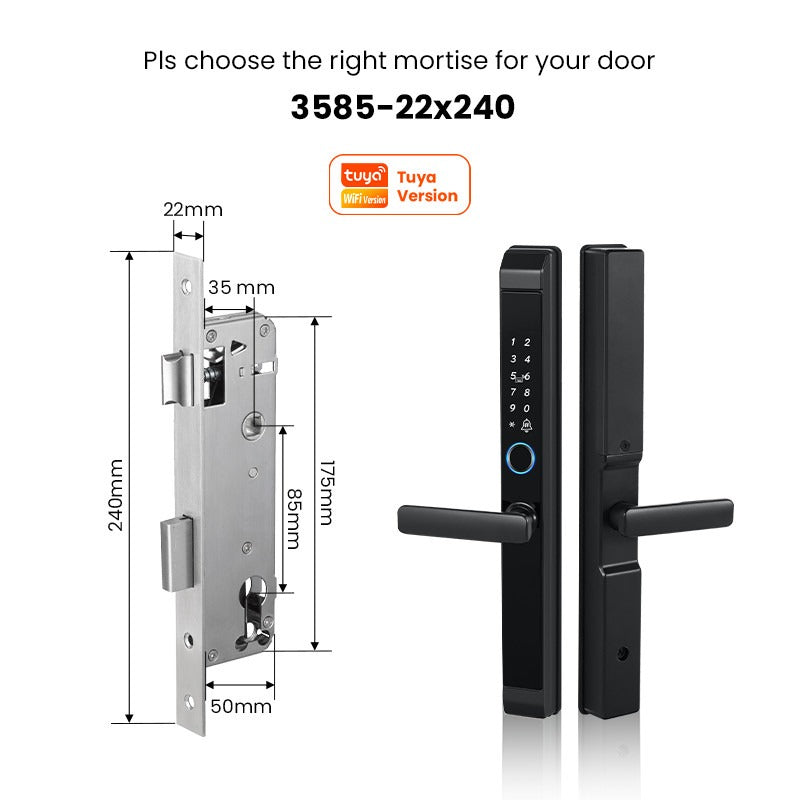 Tropernic D01 Tuya 5 in 1 Digital Door Lock with Doorbell App Remote Unlock Fingerprint Smart Door Lock for Sliding Door