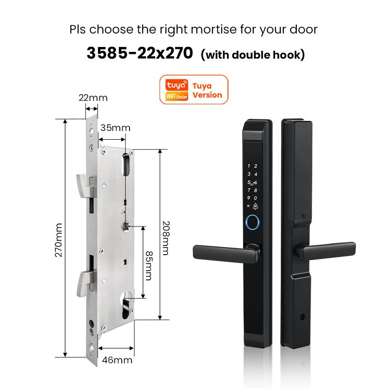 Tropernic D01 Tuya 5 in 1 Digital Door Lock with Doorbell App Remote Unlock Fingerprint Smart Door Lock for Sliding Door
