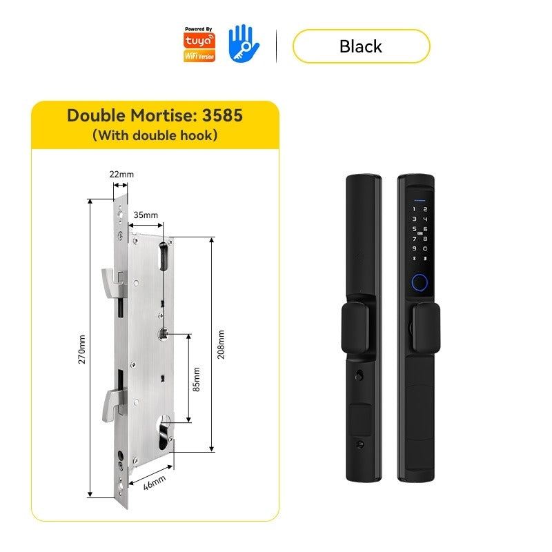 Tropernic F2 Tuya/TTLOCK Waterproof Smart Door Lock Anti Theft Zinc Alloy Sliding Door Lock with Short Handle Semi-Automatic Fingerprint Digital Lock For Aluminum Door