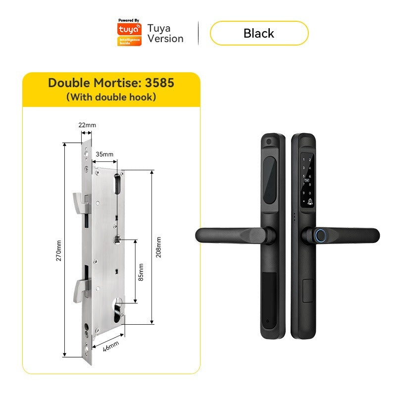 Tropernic A6 5 In 1 Tuya Smart Door Lock with Doorbell Function Waterproof Fingerprint Sliding Door Lock Zinc Alloy Electronic Lock Digital Password Lock For Aluminum Door