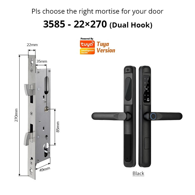 Tropernic D01 Tuya 5 in 1 Digital Door Lock with Doorbell App Remote Unlock Fingerprint Smart Door Lock for Sliding Door