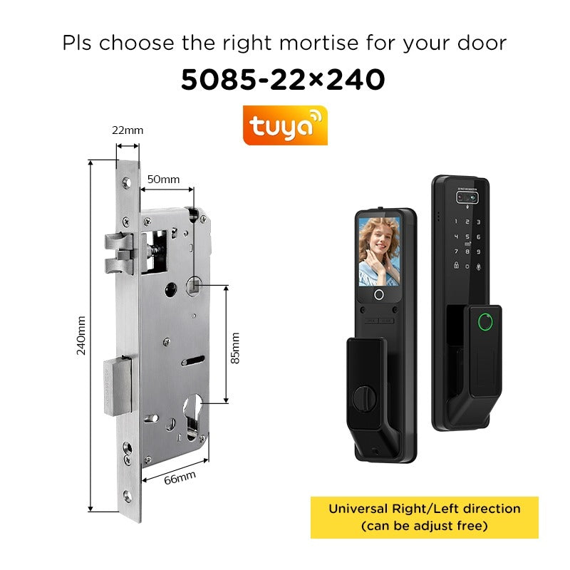 Tropernic G2-ULTRA Tuya Smart Door Lock with Video Surveillance 3D Face Palmprint Unlock Fully Automatic Digital Door Lock APP User Management Remote Unlock Fingerprint Tombol Pintu Rumah for Wooden Door