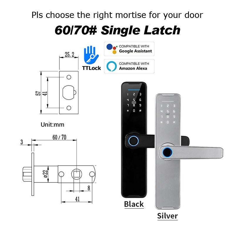 Tropernic K7 5 In 1 TTLOCK Smart Door Lock Fingerprint Lock Pintu Rumah APP Remote Unlock Password Digital Lock for Woodern Door APP Management Google Home Amazon Alexa