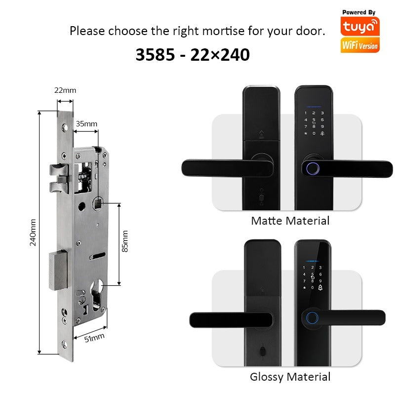 Tropernic H03 5 In 1 Tuya Smart Door Lock with Doorbell Password Digital Lock with Electronic Anti-Lock Fingreprint Kunci Pintu Rumah for Home