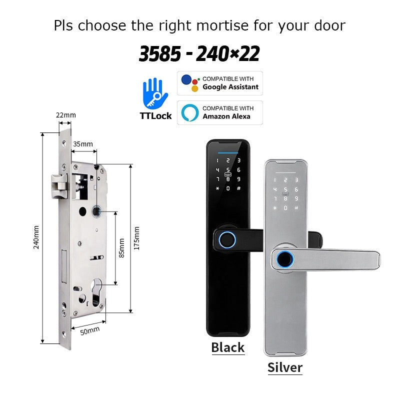 Tropernic K7 5 In 1 TTLOCK Smart Door Lock Fingerprint Lock Pintu Rumah APP Remote Unlock Password Digital Lock for Woodern Door APP Management Google Home Amazon Alexa