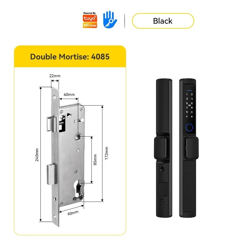 Tropernic F2 Tuya/TTLOCK Waterproof Smart Door Lock Anti Theft Zinc Alloy Sliding Door Lock with Short Handle Semi-Automatic Fingerprint Digital Lock For Aluminum Door