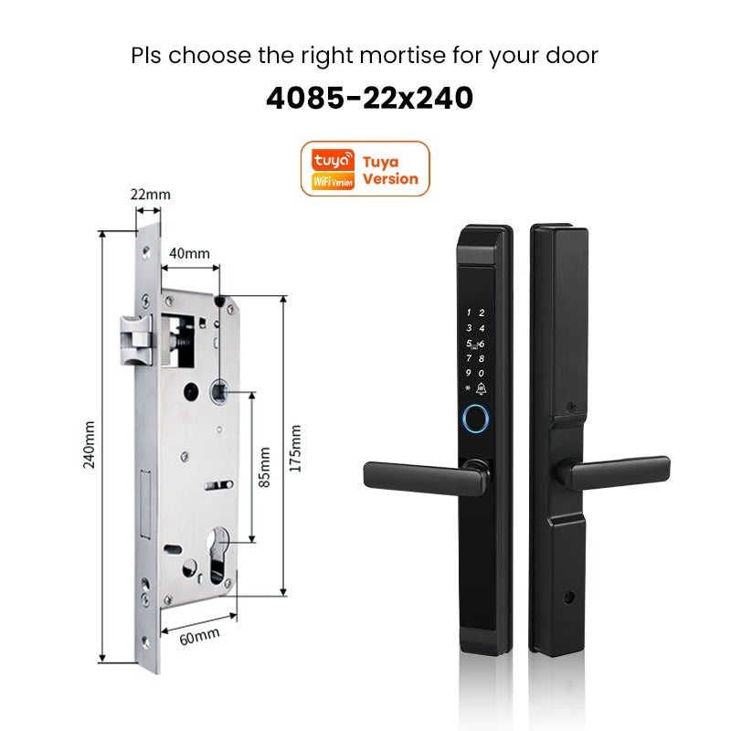 Tropernic D01 Tuya 5 in 1 Digital Door Lock with Doorbell App Remote Unlock Fingerprint Smart Door Lock for Sliding Door