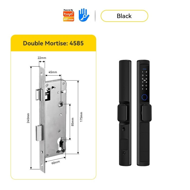 Tropernic F2 Tuya/TTLOCK Waterproof Smart Door Lock Anti Theft Zinc Alloy Sliding Door Lock with Short Handle Semi-Automatic Fingerprint Digital Lock For Aluminum Door
