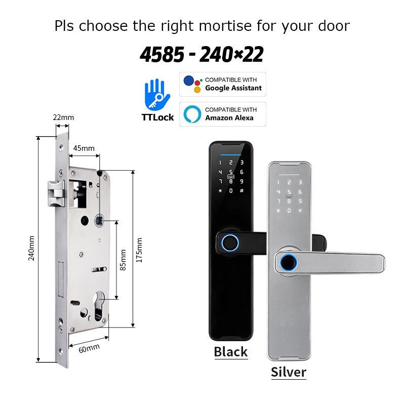 Tropernic K7 5 In 1 TTLOCK Smart Door Lock Fingerprint Lock Pintu Rumah APP Remote Unlock Password Digital Lock for Woodern Door APP Management Google Home Amazon Alexa