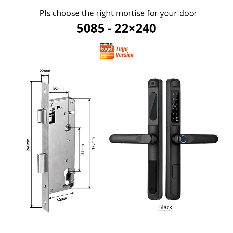 Tropernic D01 Tuya 5 in 1 Digital Door Lock with Doorbell App Remote Unlock Fingerprint Smart Door Lock for Sliding Door