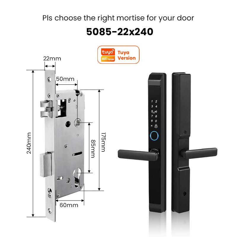 Tropernic D01 Tuya 5 in 1 Digital Door Lock with Doorbell App Remote Unlock Fingerprint Smart Door Lock for Sliding Door