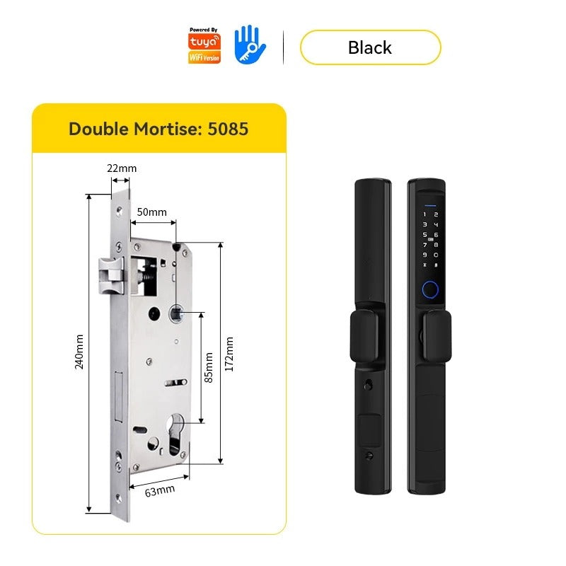 Tropernic F2 Tuya/TTLOCK Waterproof Smart Door Lock Anti Theft Zinc Alloy Sliding Door Lock with Short Handle Semi-Automatic Fingerprint Digital Lock For Aluminum Door