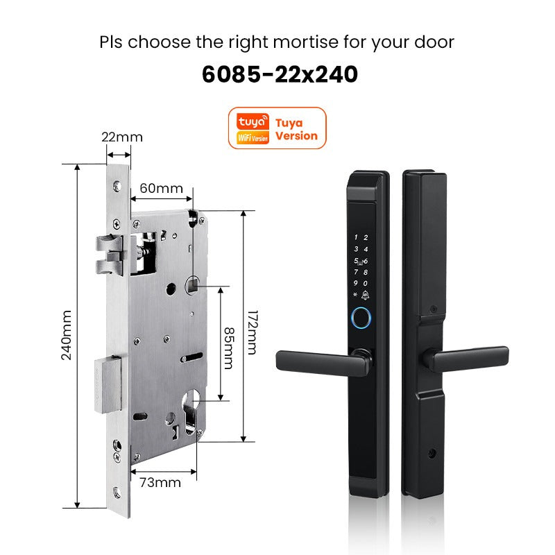 Tropernic D01 Tuya 5 in 1 Digital Door Lock with Doorbell App Remote Unlock Fingerprint Smart Door Lock for Sliding Door