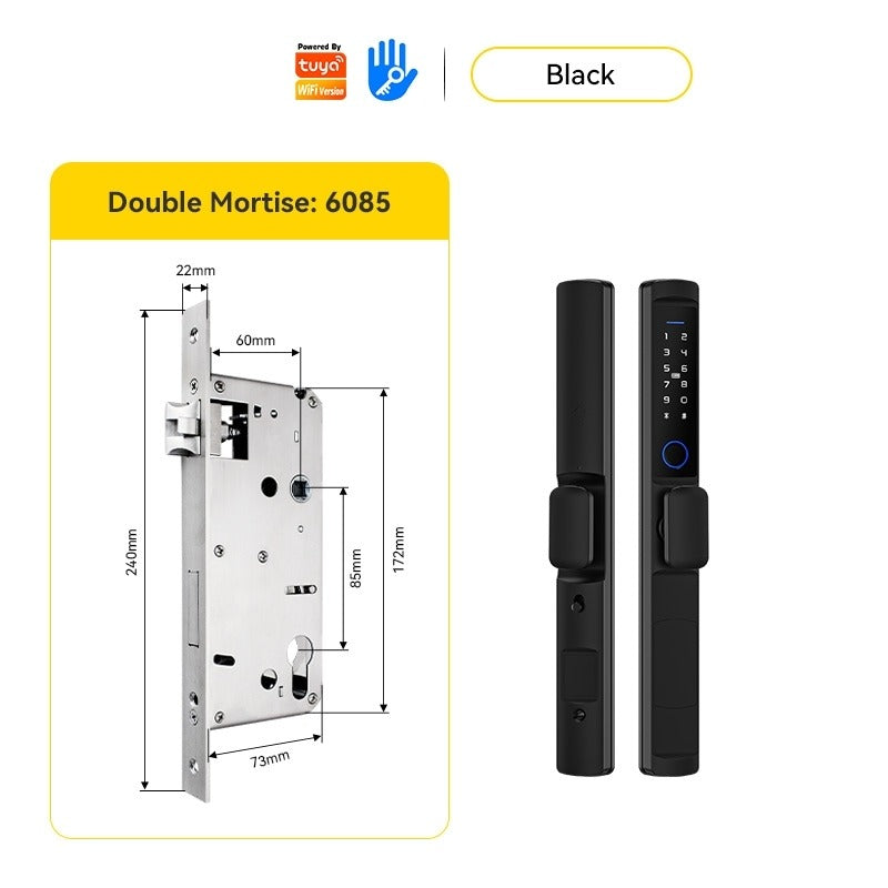 Tropernic F2 Tuya/TTLOCK Waterproof Smart Door Lock Anti Theft Zinc Alloy Sliding Door Lock with Short Handle Semi-Automatic Fingerprint Digital Lock For Aluminum Door