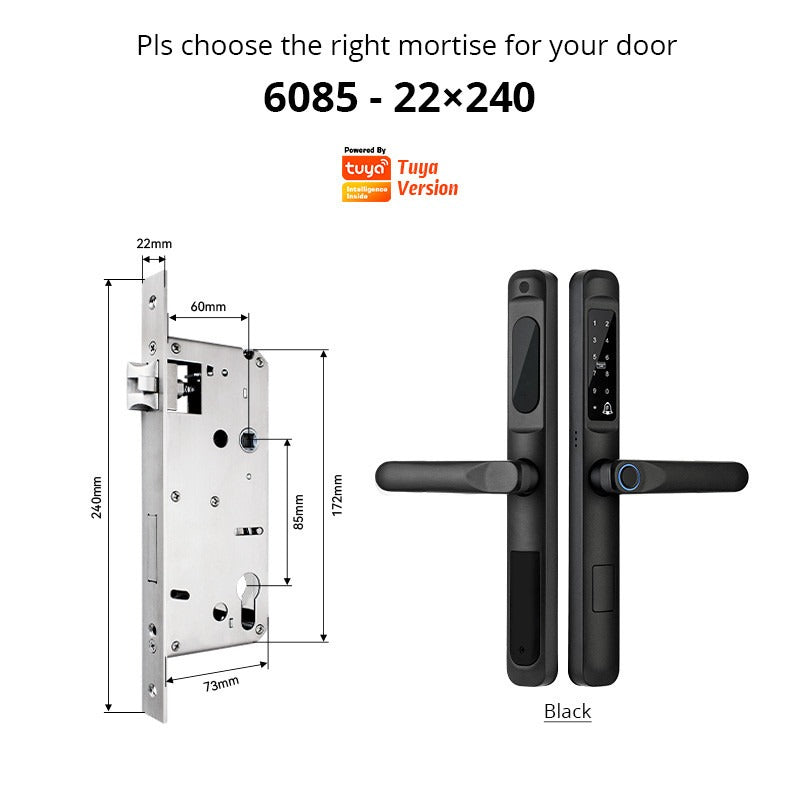 Tropernic D01 Tuya 5 in 1 Digital Door Lock with Doorbell App Remote Unlock Fingerprint Smart Door Lock for Sliding Door