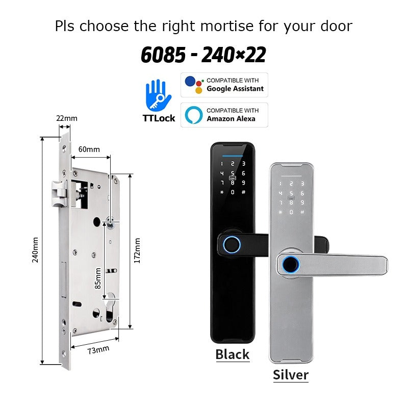 Tropernic K7 5 In 1 TTLOCK Smart Door Lock Fingerprint Lock Pintu Rumah APP Remote Unlock Password Digital Lock for Woodern Door APP Management Google Home Amazon Alexa