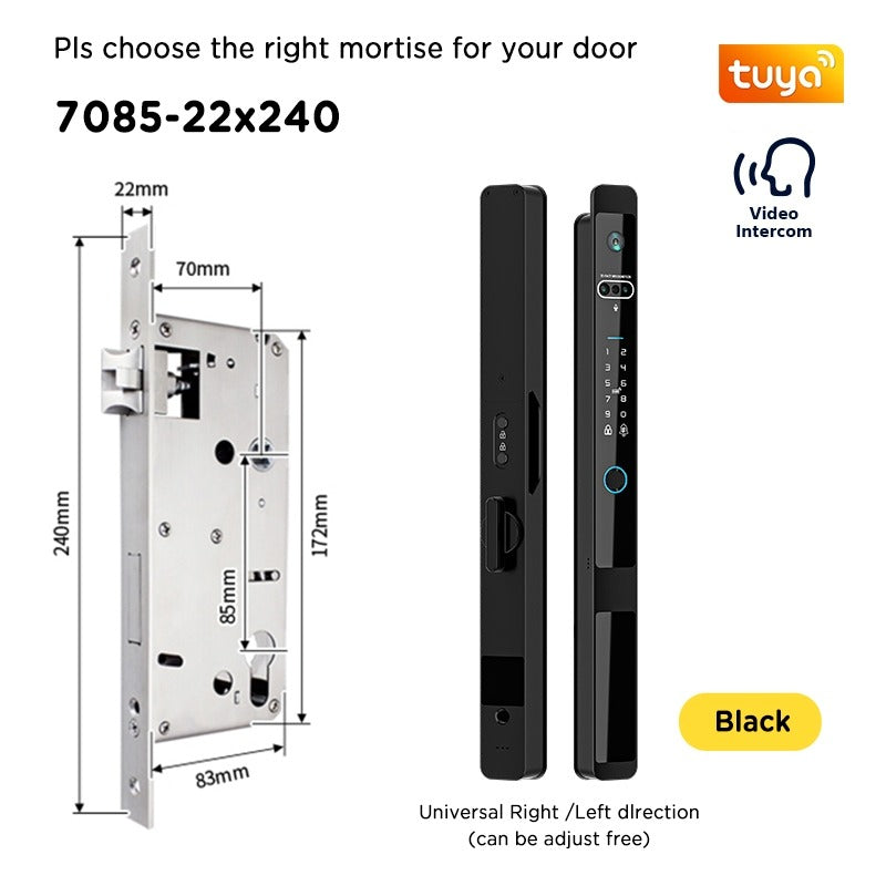 Tropernic Z1PRO Tuya Smart Door Lock with Camera 3D Face Unlock Fully Automatic Kunci Pintu Rumah Two Way Intercom Digital Sliding Door Lock for Aluminum Door