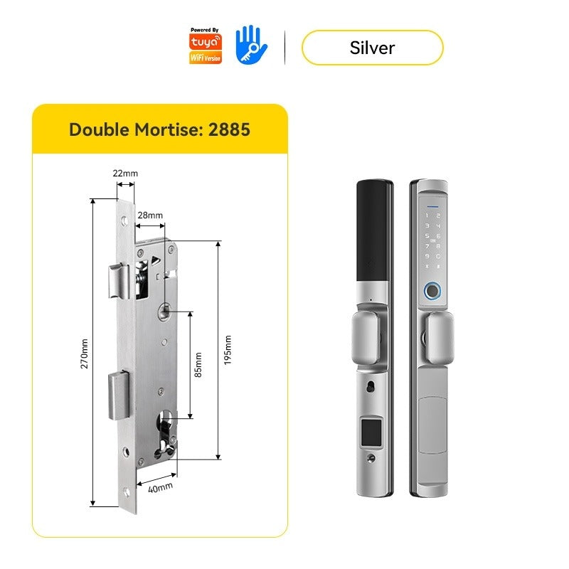 Tropernic F2 Tuya/TTLOCK Waterproof Smart Door Lock Anti Theft Zinc Alloy Sliding Door Lock with Short Handle Semi-Automatic Fingerprint Digital Lock For Aluminum Door