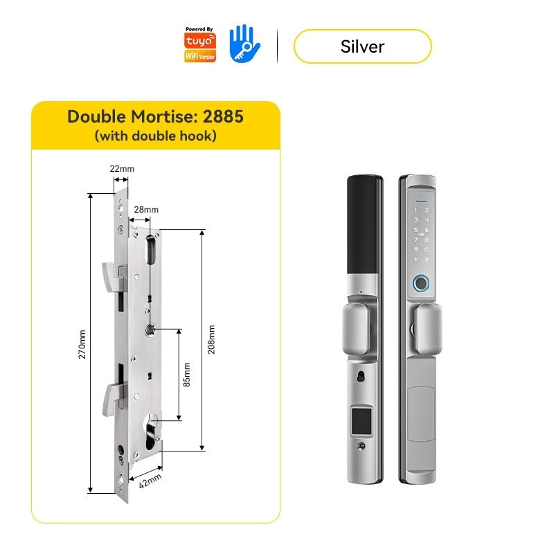 Tropernic F2 Tuya/TTLOCK Waterproof Smart Door Lock Anti Theft Zinc Alloy Sliding Door Lock with Short Handle Semi-Automatic Fingerprint Digital Lock For Aluminum Door