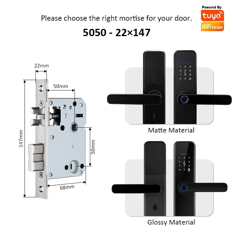 Tropernic H03 5 In 1 Tuya Smart Door Lock with Doorbell Password Digital Lock with Electronic Anti-Lock Fingreprint Kunci Pintu Rumah for Home