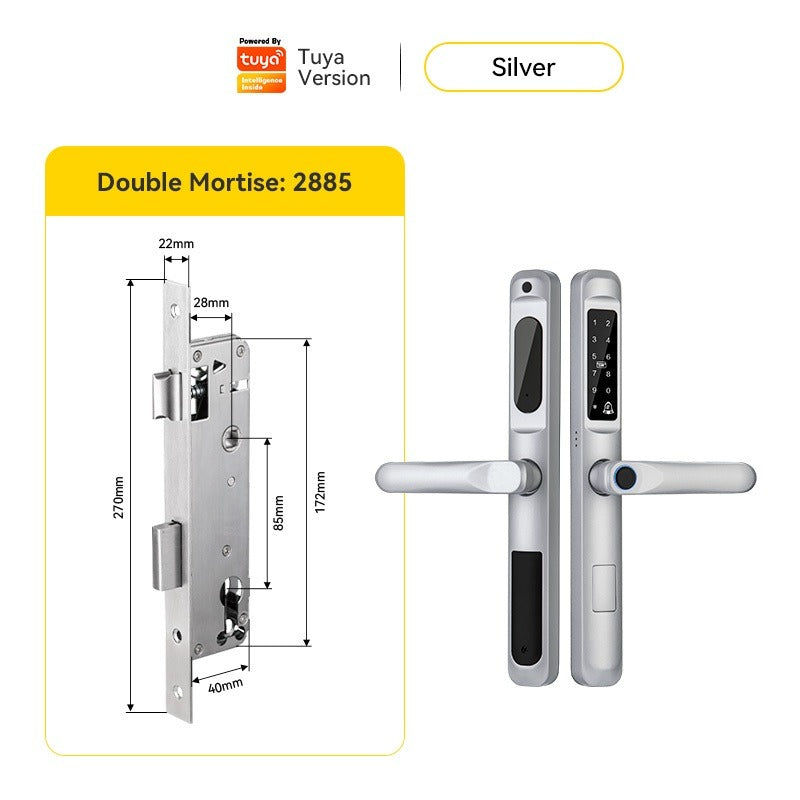 Tropernic A6 5 In 1 Tuya Smart Door Lock with Doorbell Function Waterproof Fingerprint Sliding Door Lock Zinc Alloy Electronic Lock Digital Password Lock For Aluminum Door